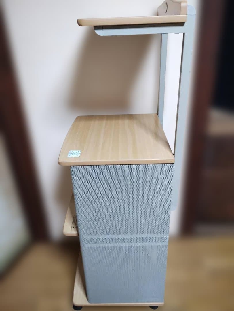 レンジ台レンジラック4段電源2口スライド棚高耐荷重鋼板メッシュ頑丈設計キャスター