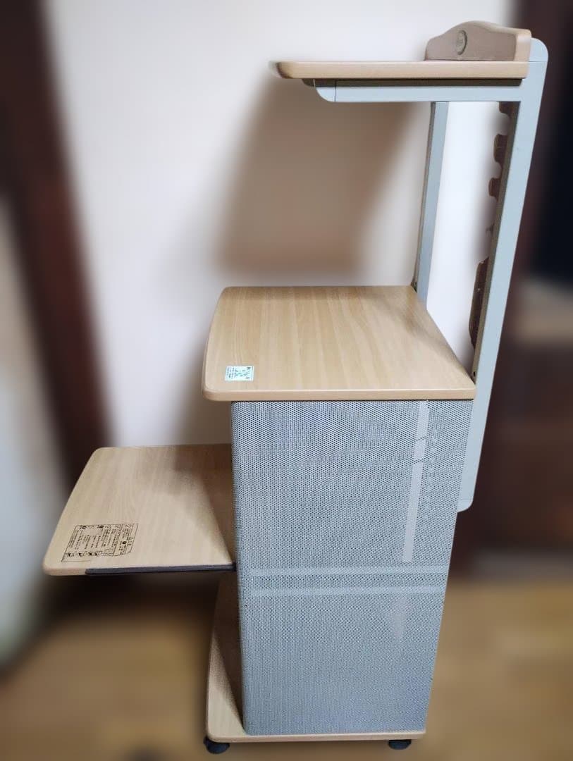 レンジ台レンジラック4段電源2口スライド棚高耐荷重鋼板メッシュ頑丈設計キャスター