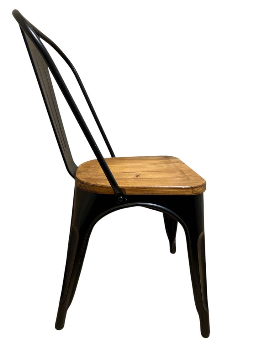 【美品】アイアンチェア 木製座面 ダイニングチェア カフェ風 2脚セット