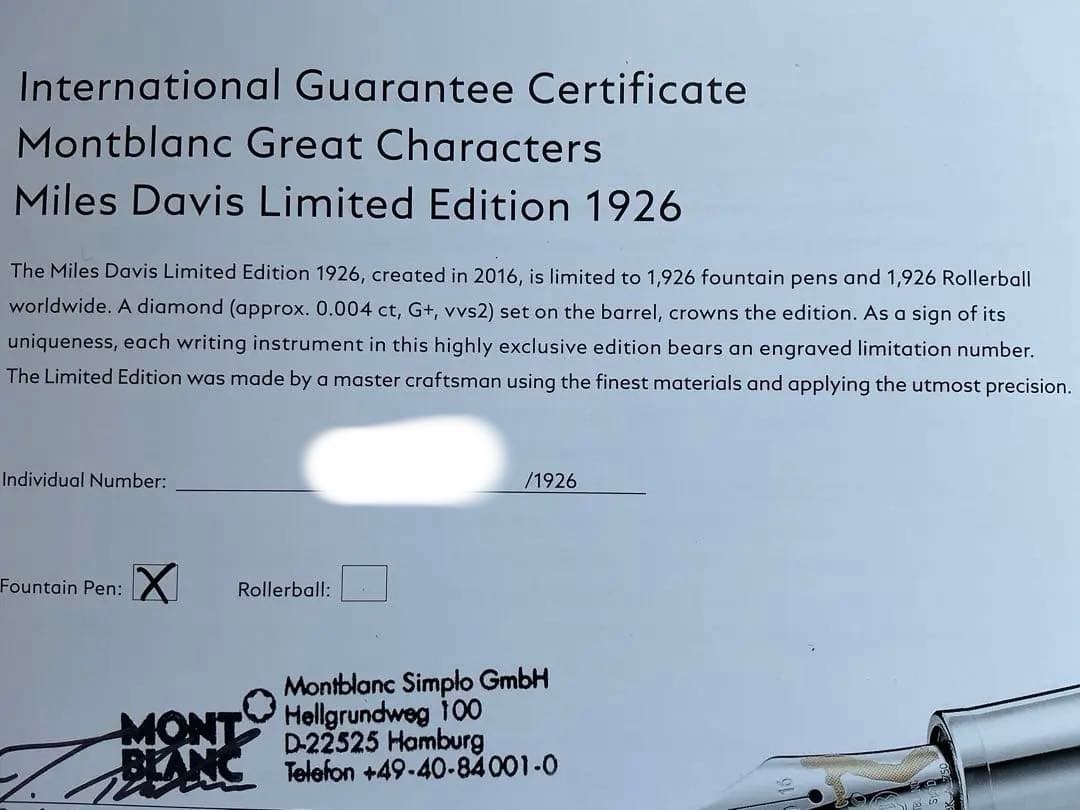 モンブラングレートキャラクターズ　マイルスデイビス　リミテッド