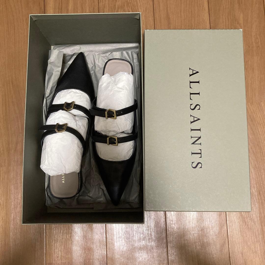 新品未使用【ALL SAINTS】ベルトフラットパンプス ブラック 38