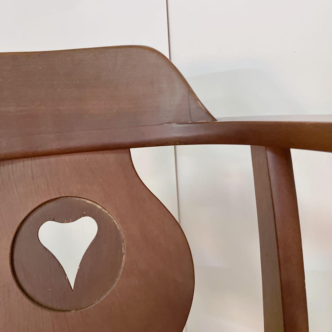 木製　ダイニングチェア　2脚セット　デザインチェア　アームレスチェア　ハート