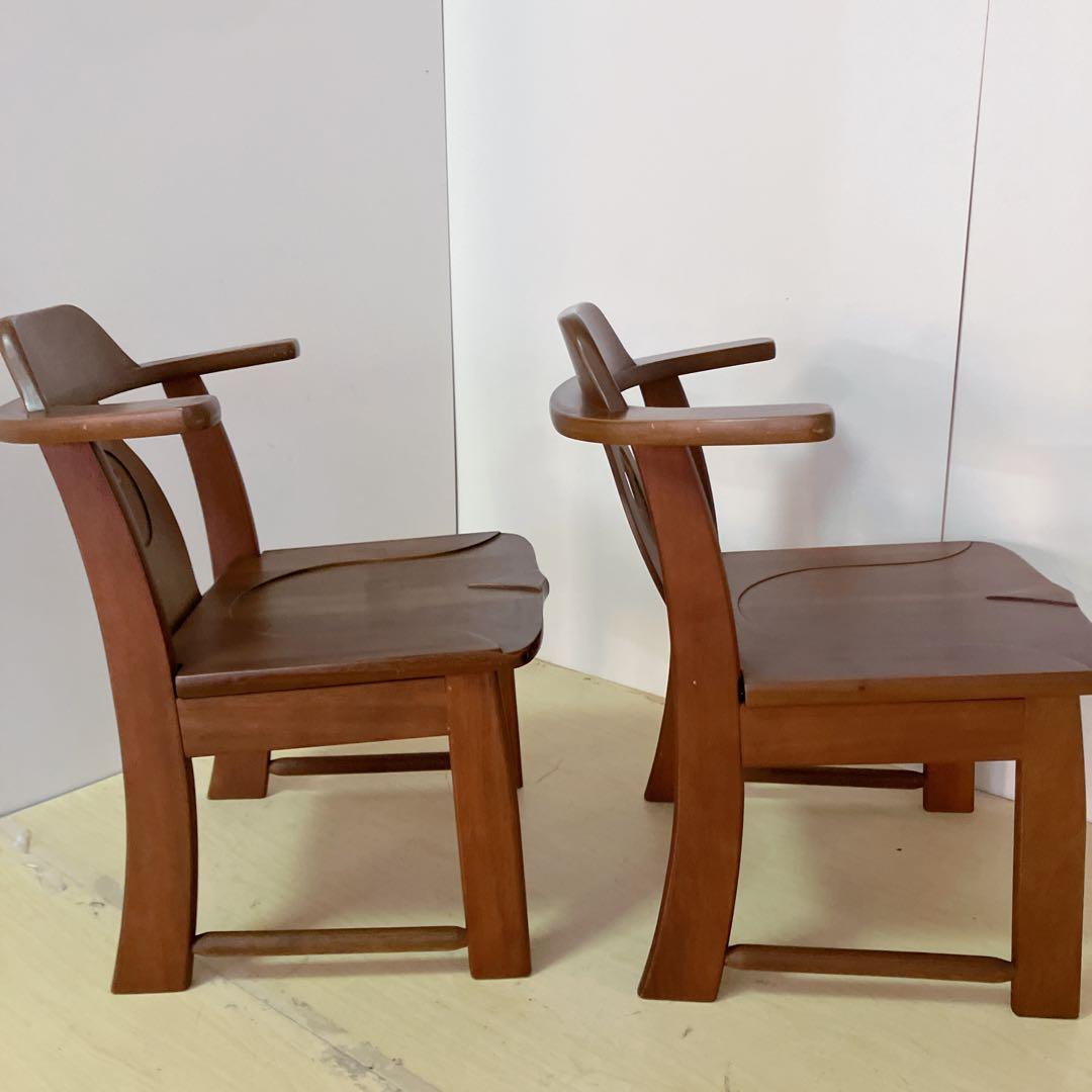 木製　ダイニングチェア　2脚セット　デザインチェア　アームレスチェア　ハート