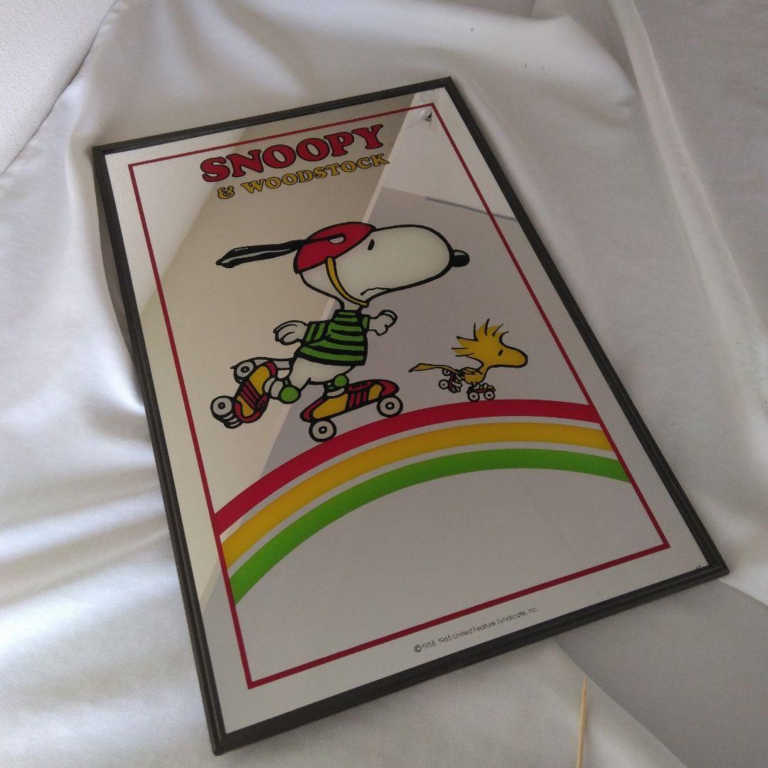 スヌーピー＆ウッドストック　パブミラー　お洒落　レトロ　壁掛け鏡 番号あり