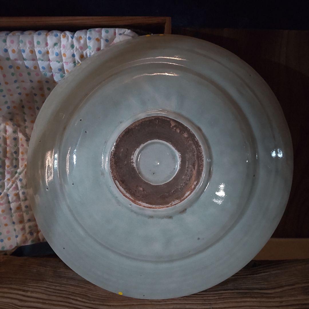 初期伊万里～淡青磁草花文様尺越大皿