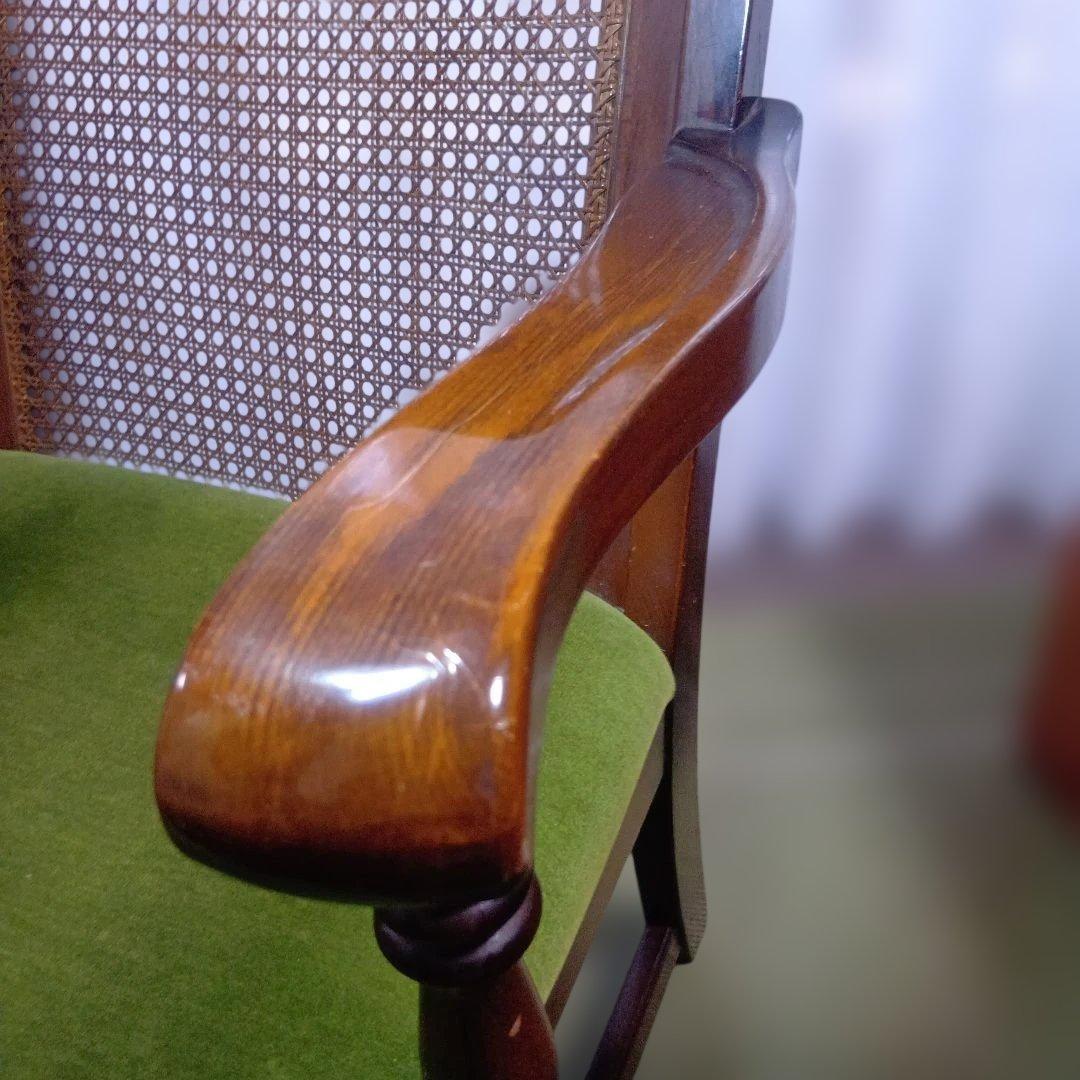 オールドカリモクbackrest-rattan モケットグリーンkarimoku