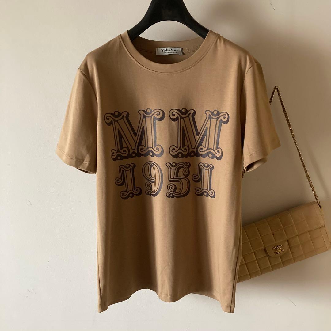 'Sマックスマーラ＊MINCIO MM1951 高密度ツヤ感Tシャツ＊キャメル