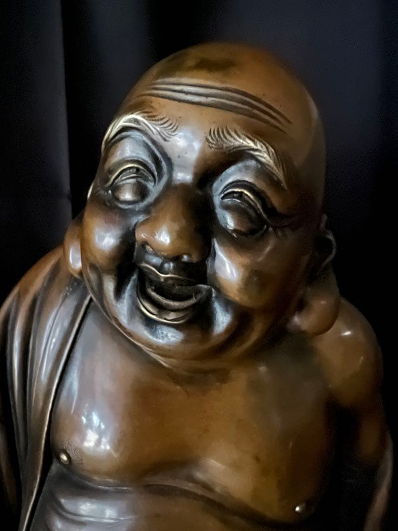 七福神 布袋様　春宗作 銅唐子布袋立像 銅布袋尊像　置物　ブロンズ14kg