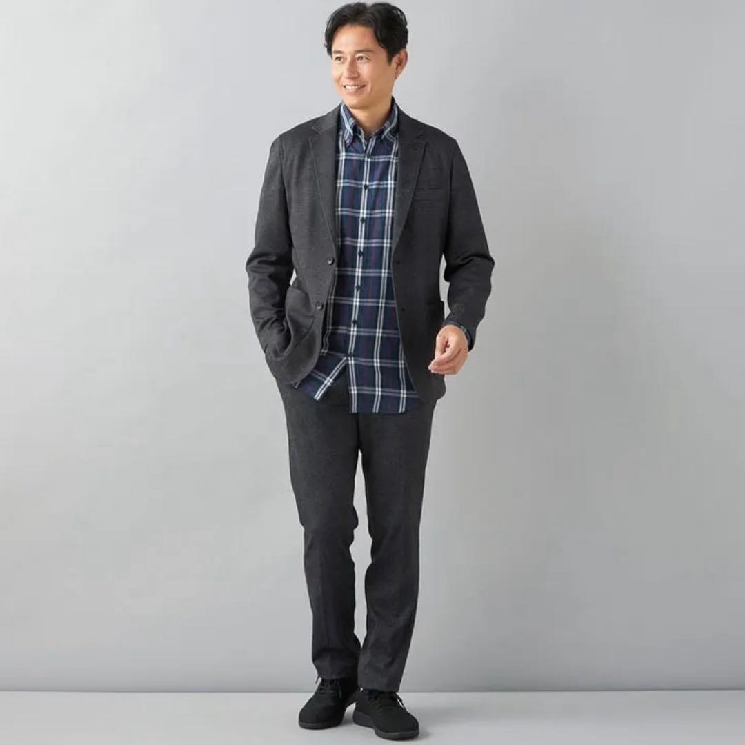 AOKI【未使用タグ付】洗える♪プリントジャージパジャマスーツセット　ネイビーS