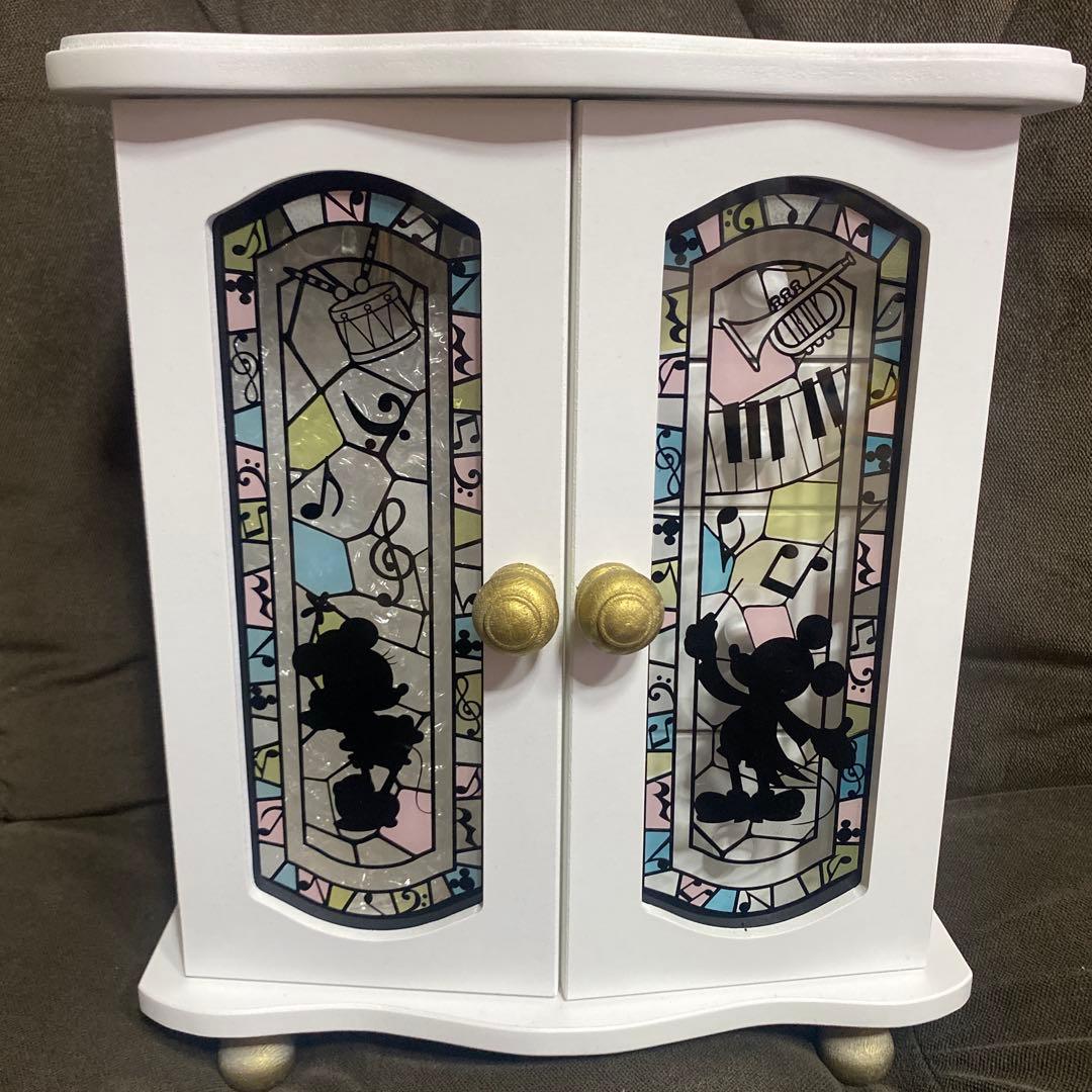 【新品未使用】ディズニー ステンドグラス風 アクセサリー収納 ミッキー＆ミニー