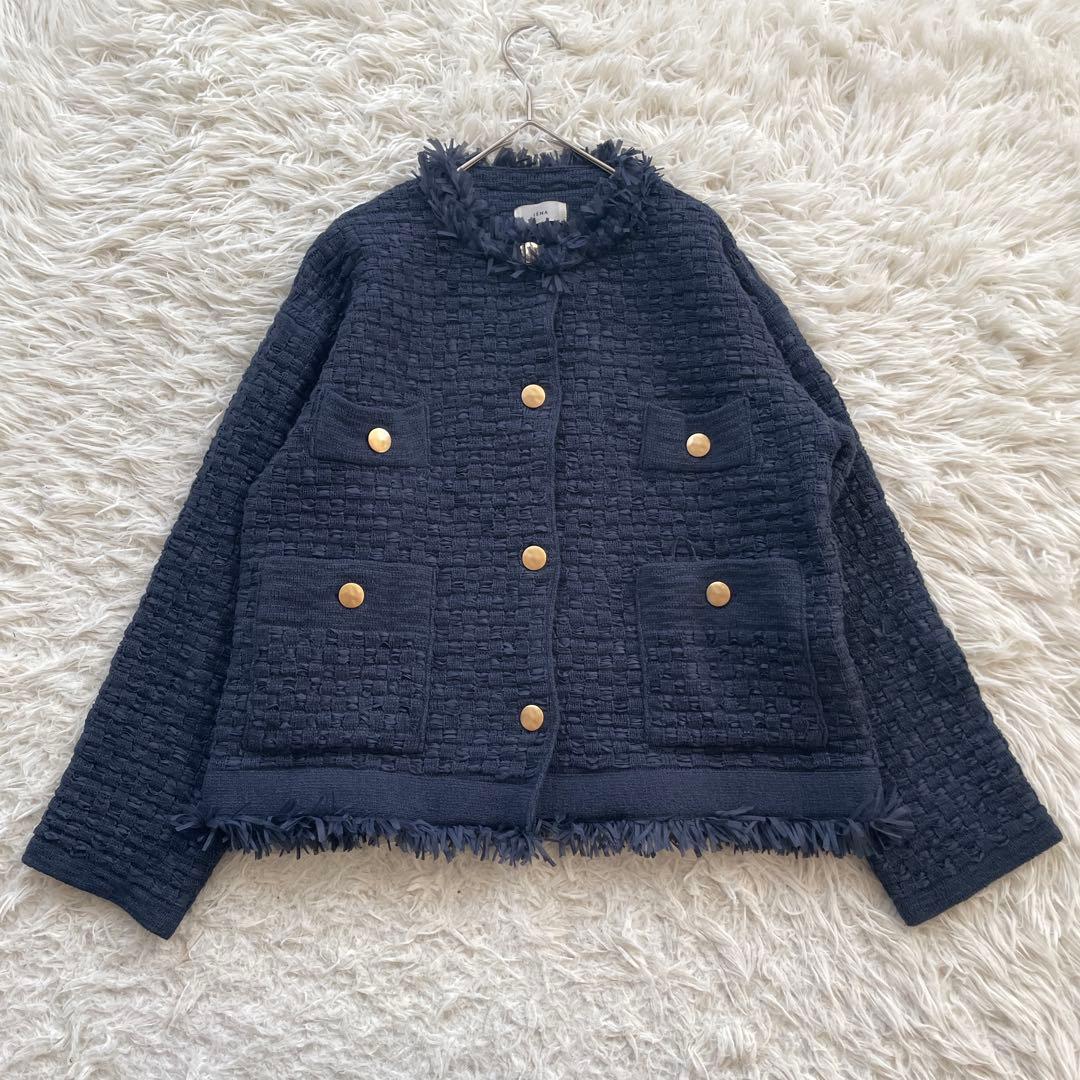 IENA ツイード　ニット　金ボタン　ジャケット　日本製