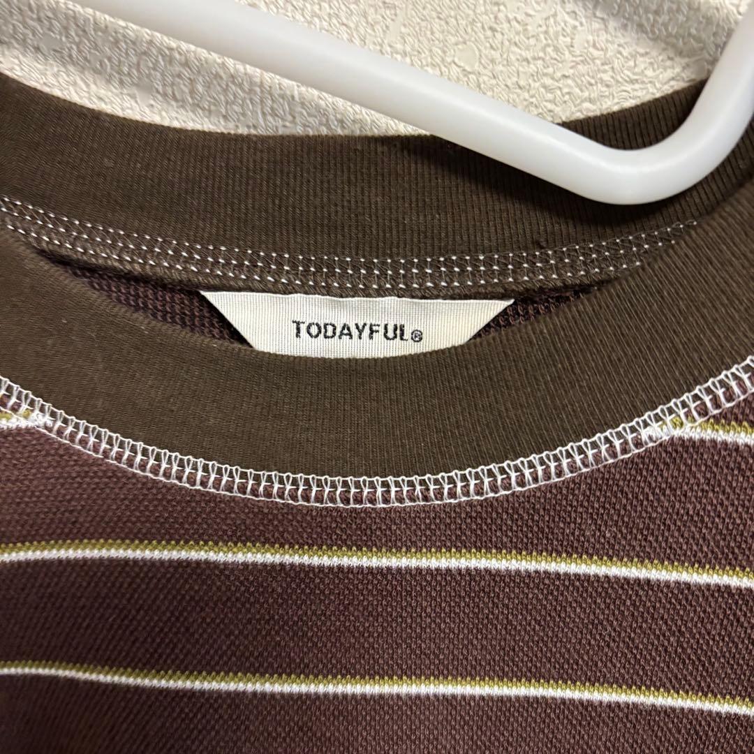 TODAYFUL Border Long T-shirts チョコ