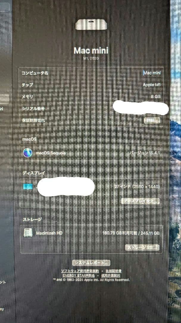 Apple Mac mini M1 2020 8GB 256GB 動作確認済
