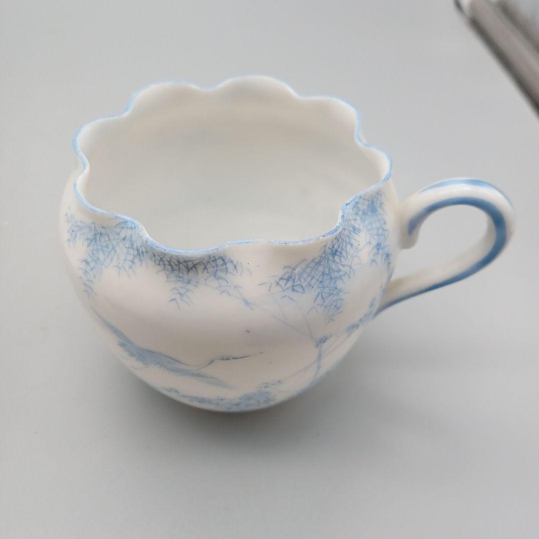 明治期　横浜焼 　井村彦次郎　波型 カップ＆ソーサー　エッグシェル 里帰り