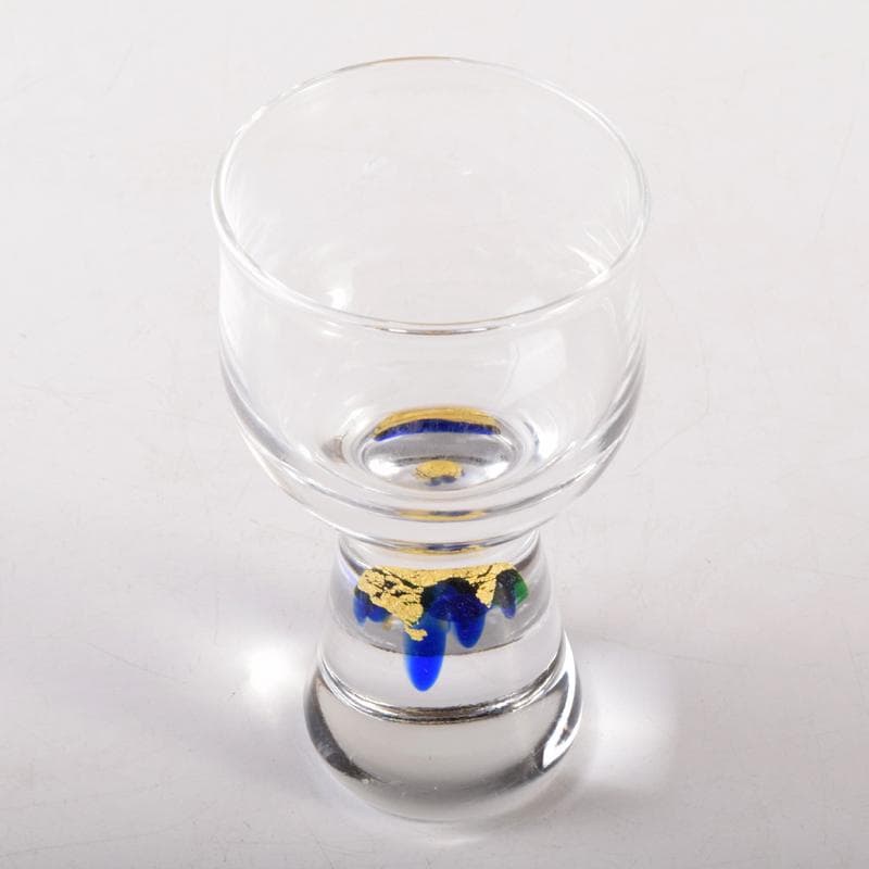 ガラス作家　小林貢作　宙吹硝子　ワイン杯　共箱　C　R7834