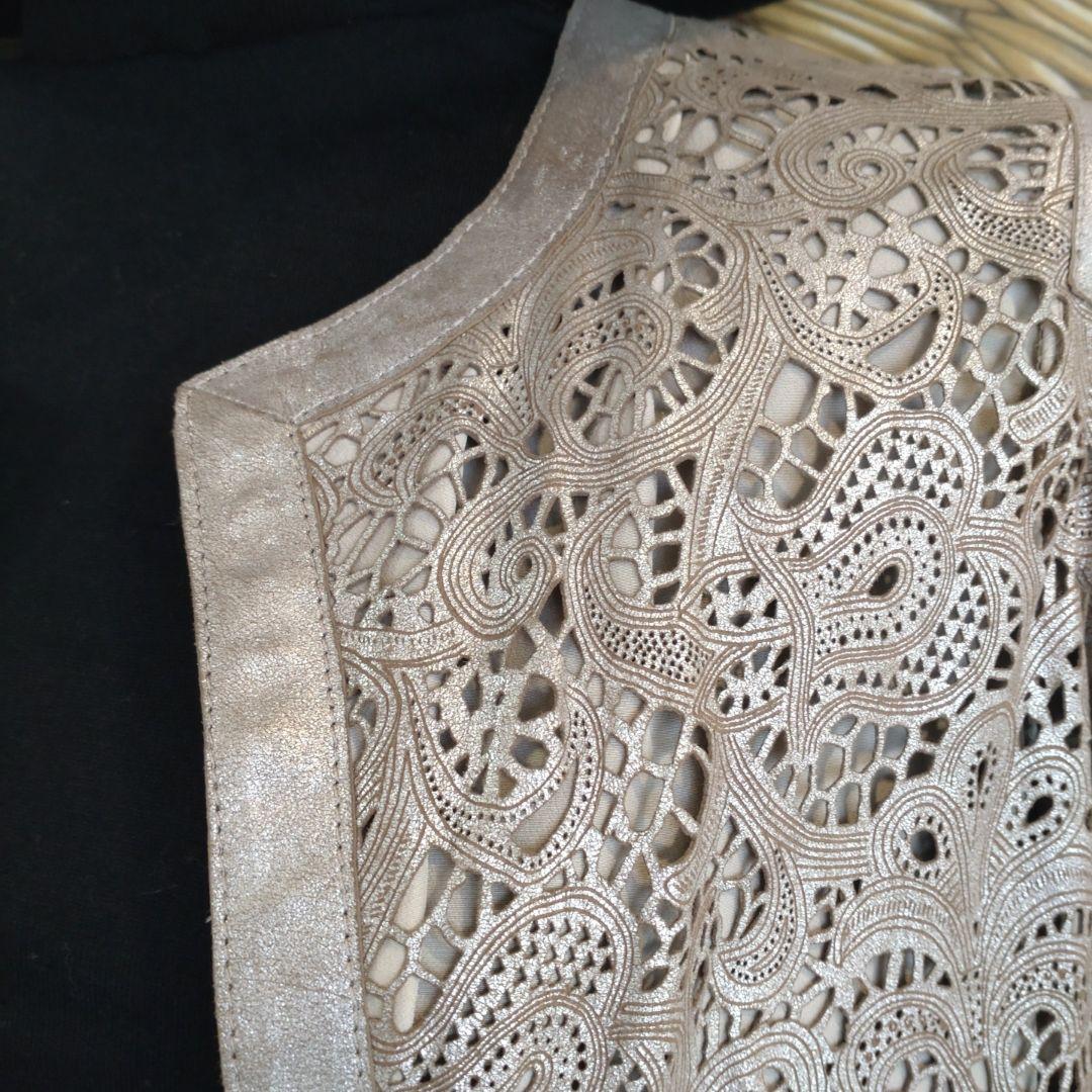 ヴァレンティノ　ゴートレザーレースジャケット