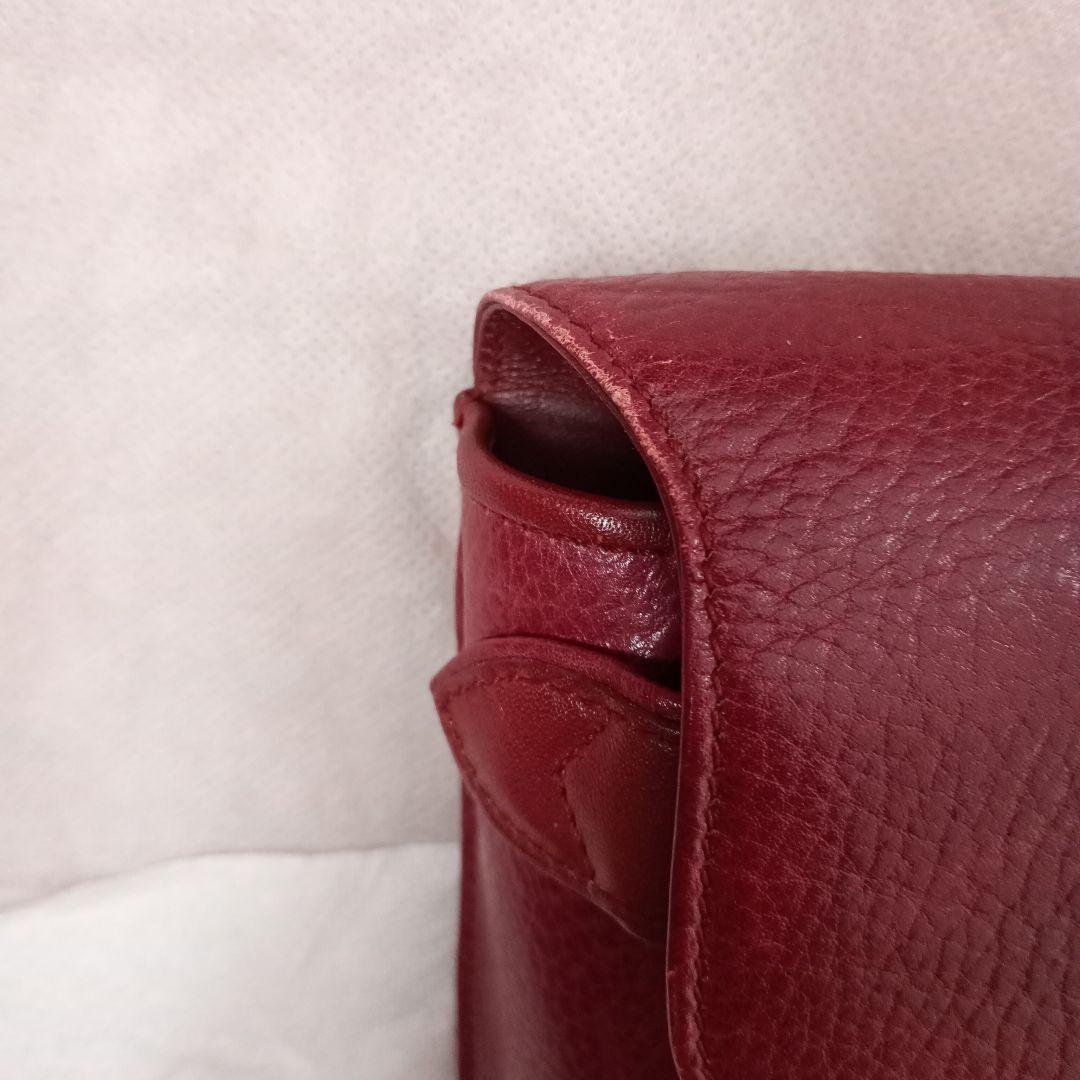 レザー フラップクラッチバッグ バーガンディ