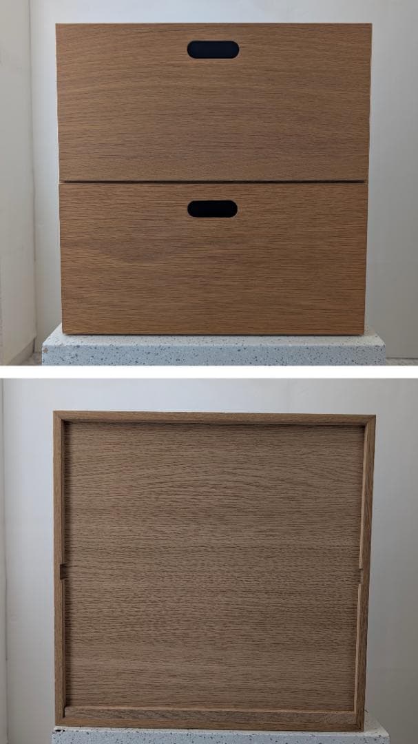 USED MUJI スタッキングチェスト 2個セット オーク材 引出 連結ピン付