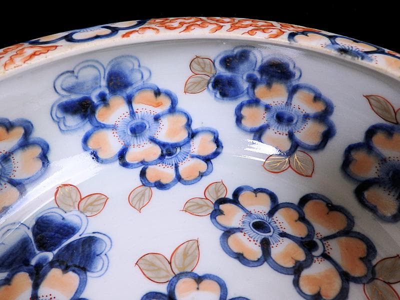 古伊万里　色絵 　桜花紋の図　大深鉢　E637AS-fbns