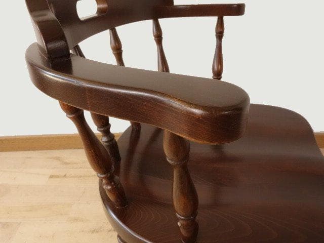 飛騨産業　キツツキ　穂高　アームチェアー①　イス　椅子　 木製　再塗装済ＵＳＥＤ