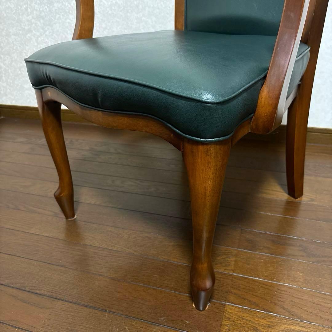 【良品】ヴィンテージ アームチェア 猫脚 グリーン