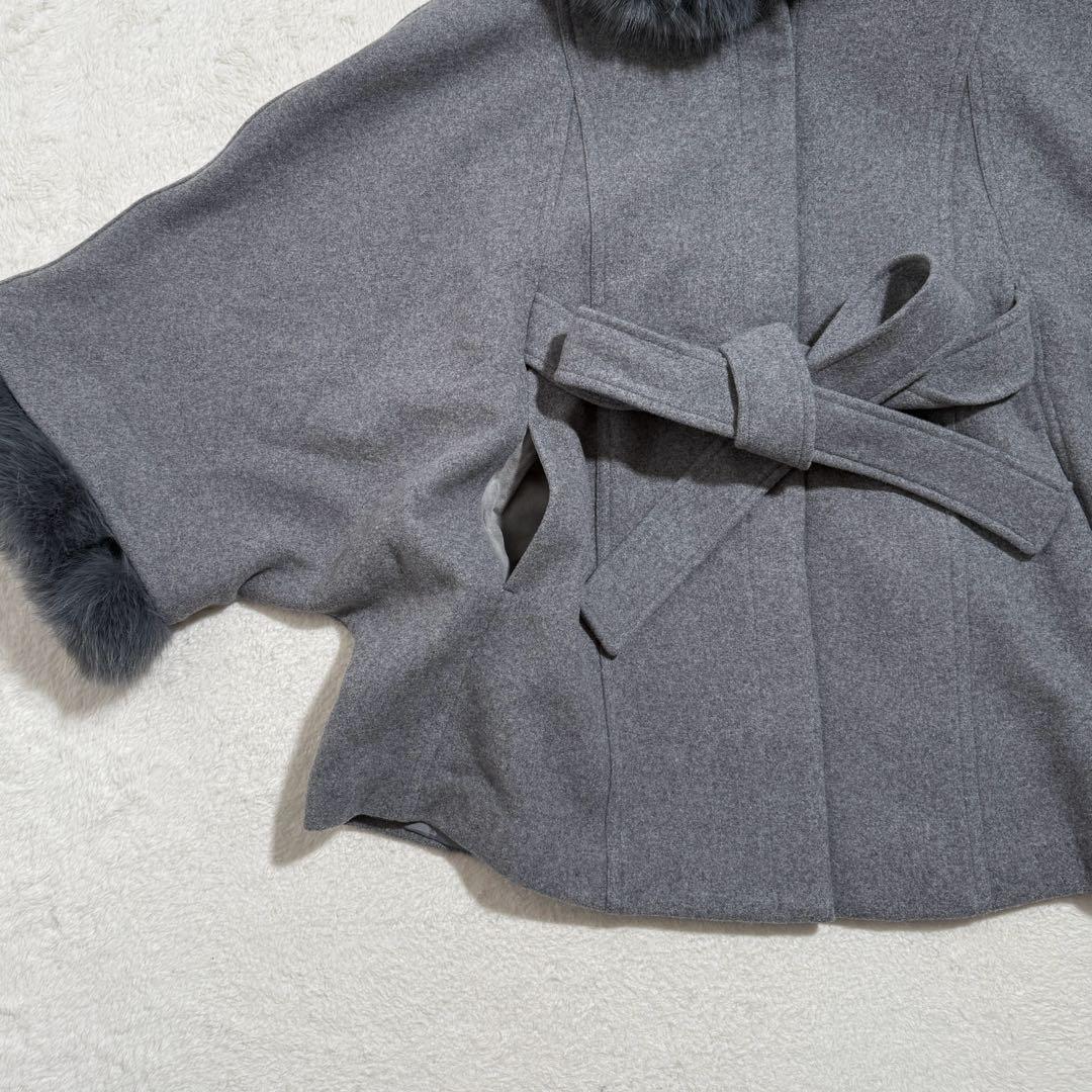 rienda ウールMIXフードポンチョコート　フード　秋冬　グレー