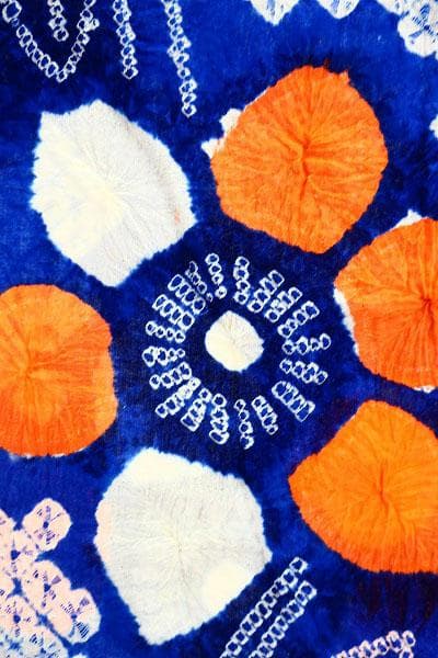 ★専用★浴衣 有松絞り 青 オレンジ 綿 花柄 身丈160cm バチ衿 お洒落