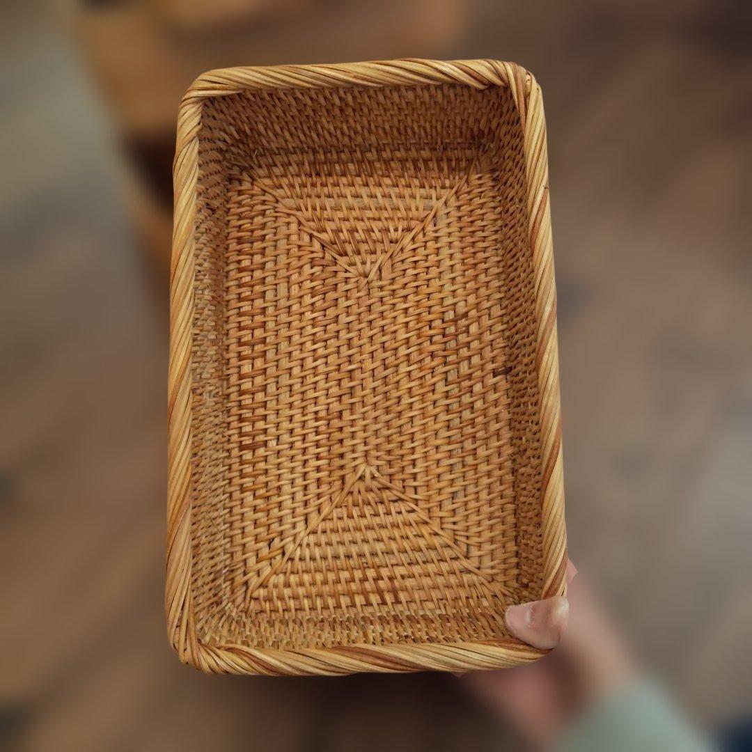 重なるラタン長方形バスケット　大　６個セット