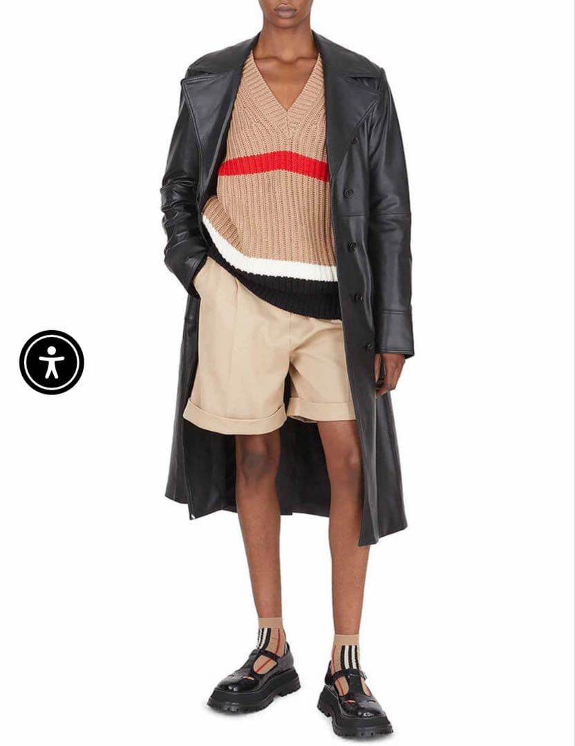 BURBERRY バーバリー カシミア混紡ストライプ柄Vネックセーター