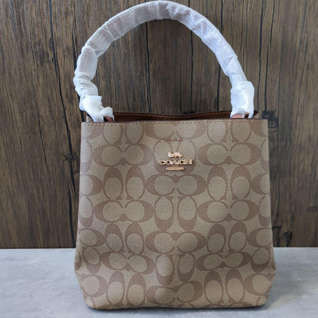 【新品】COACH　スモール タウン バケット バッグ シグネチャー キャンバス