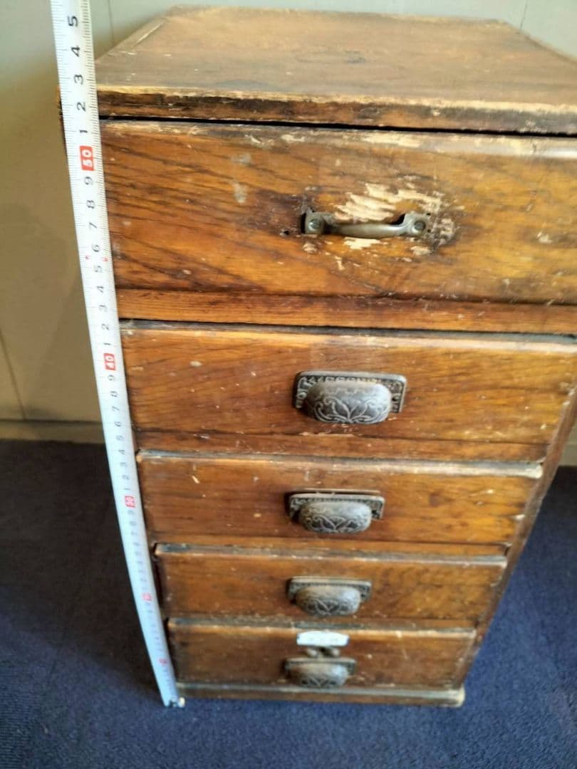 木製5段引出し　小型引出し　レトロ　ヴィンテージ　タンス　昭和