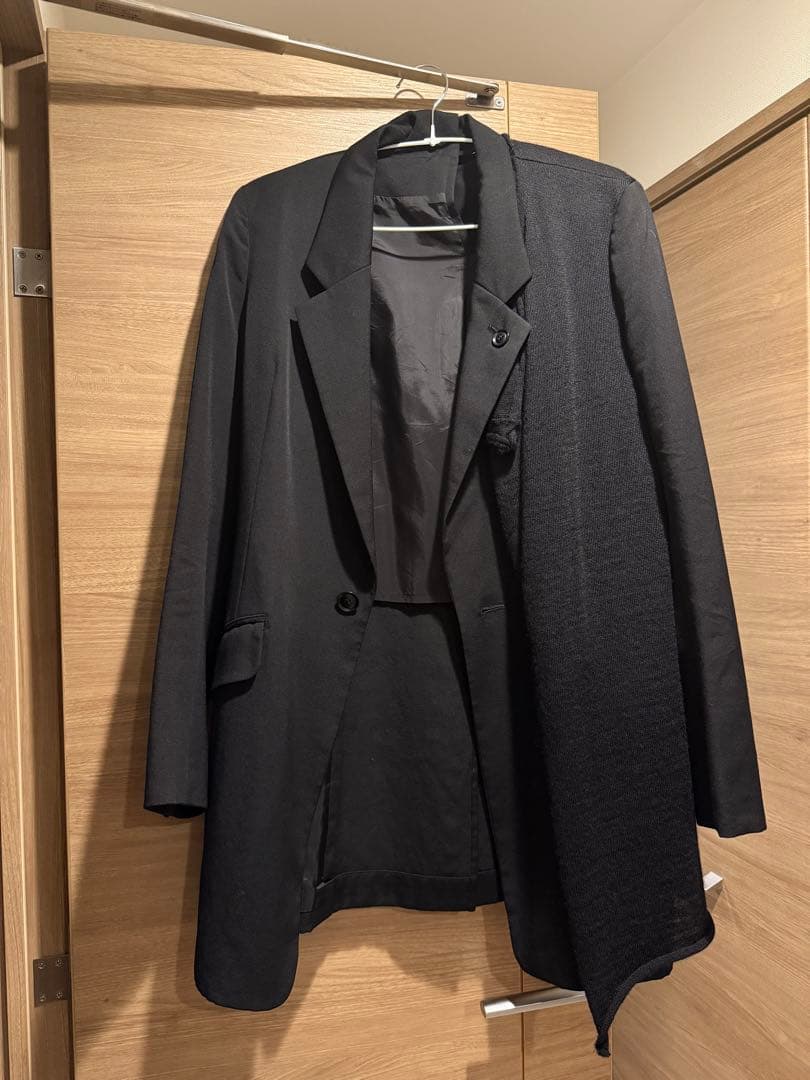 ヨウジヤマモト ワイズ ジャケット ニット 切替 アシンメトリー 再構築