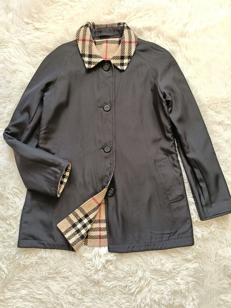 美品　 バーバリーロンドン　ノバチェック　リバーシブル　ジャケット コート　毛