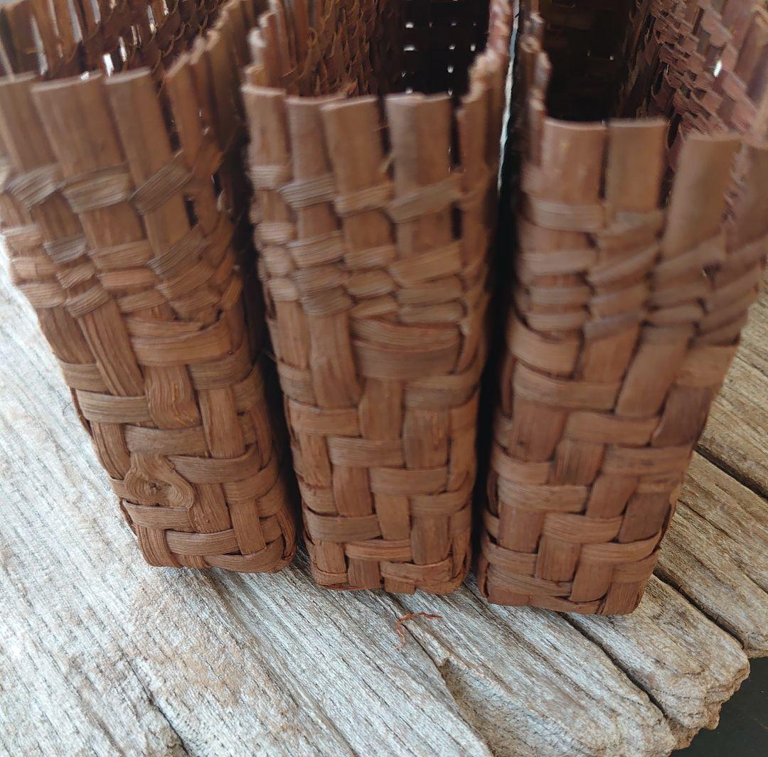 山ぶどう籠　スマホケース　ポーチ　下籠　素材として　３個セット