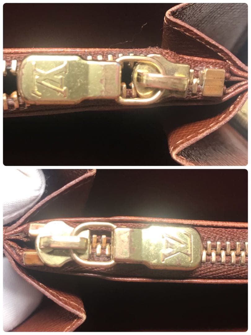 ルイヴィトン　モノグラム　ポルトモネジップ　ラウンドファスナー　長財布ブラウン