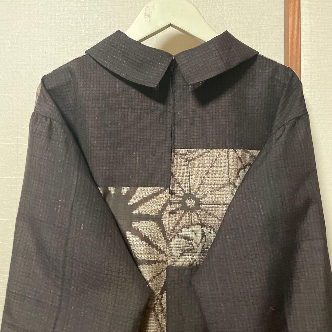 新春　お値下げ　泥大島と小格子紬のワンピース