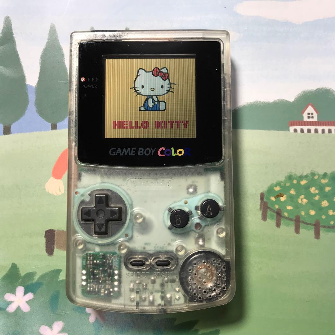 任天堂ゲームボーイカラークリ❤️新偏光板液晶ガラス製スクリーンレンズ交換済