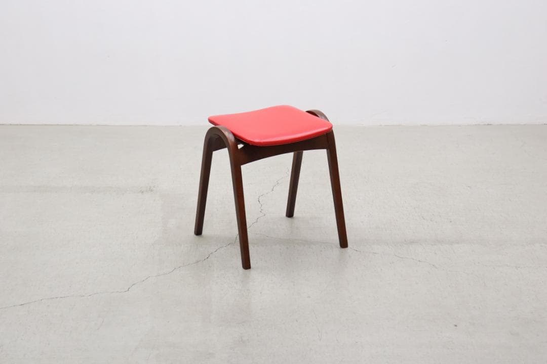 秋田木工 ビーチ材 スタッキングスツール No.202 ヴィンテージ 赤 1