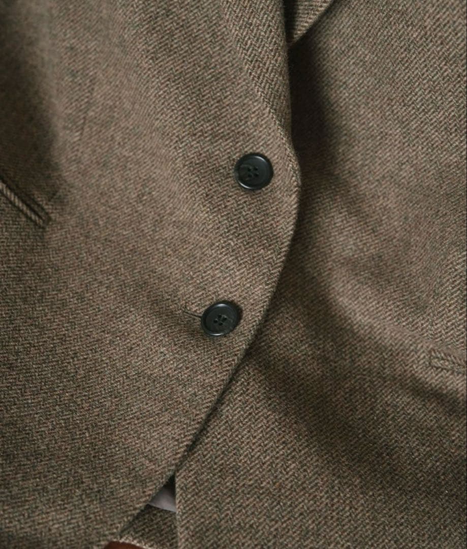 anukeヘリンボーンウールジャケット【ベージュ・サイズ38】