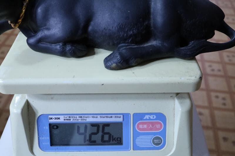 高岡銅器◆鋳銅古銅【夫婦牛】床置き　全幅33㎝/28㎝　重さ4.2キロ/2キロ