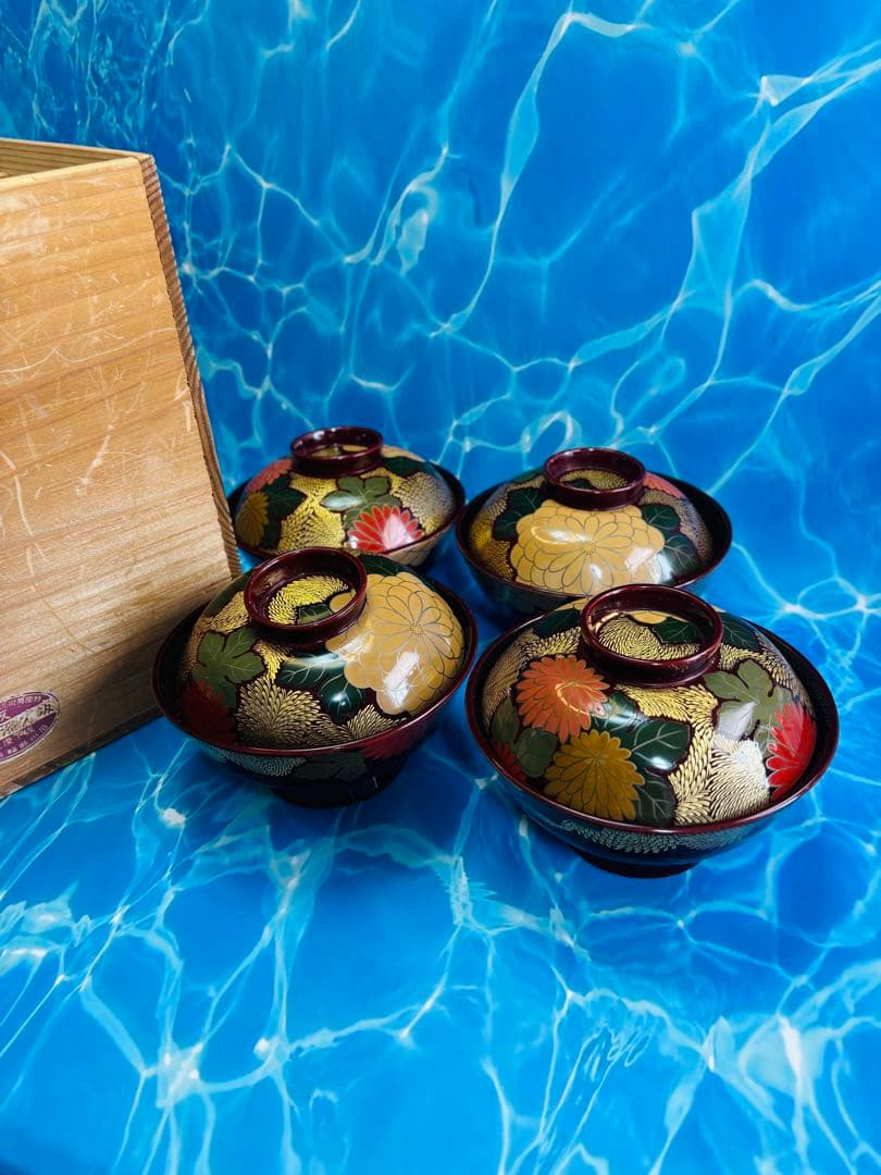 宮内庁御用達　輪島塗椀4客