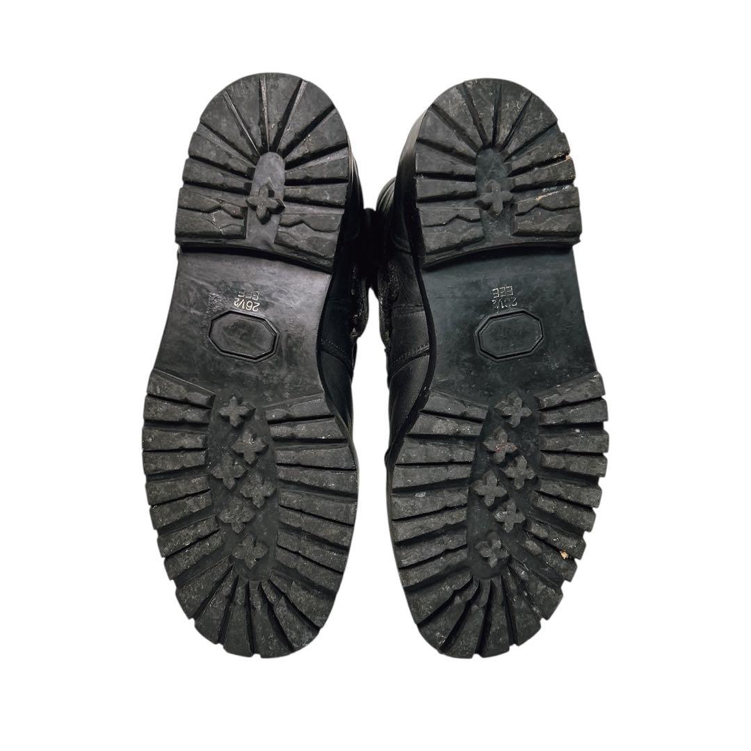 00s/y2kサイドジップレザー　【archive】黒 エンジニアブーツブラック