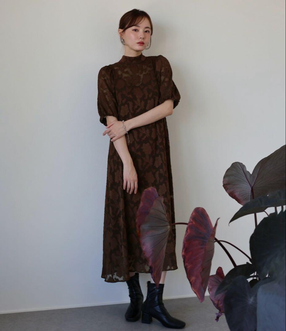 J by blue. インナー付きバックリボンジャガードドレス