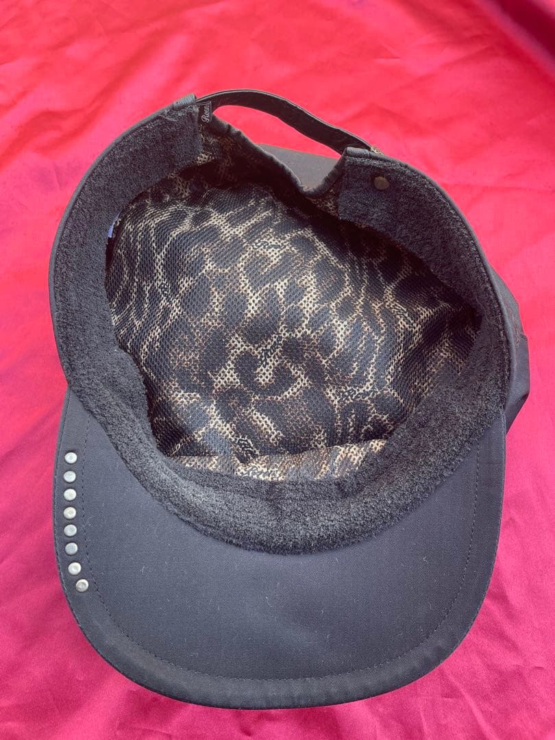 ROENキャスケットスカルレザーパッチスタッズチェーンロエン