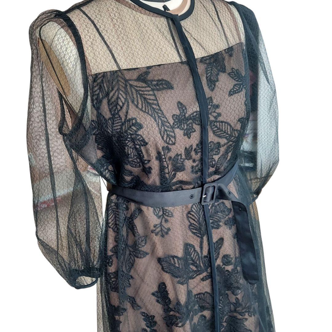 美品✨Leja チュールパイピングワンピース　２点セット　ブラック系　М