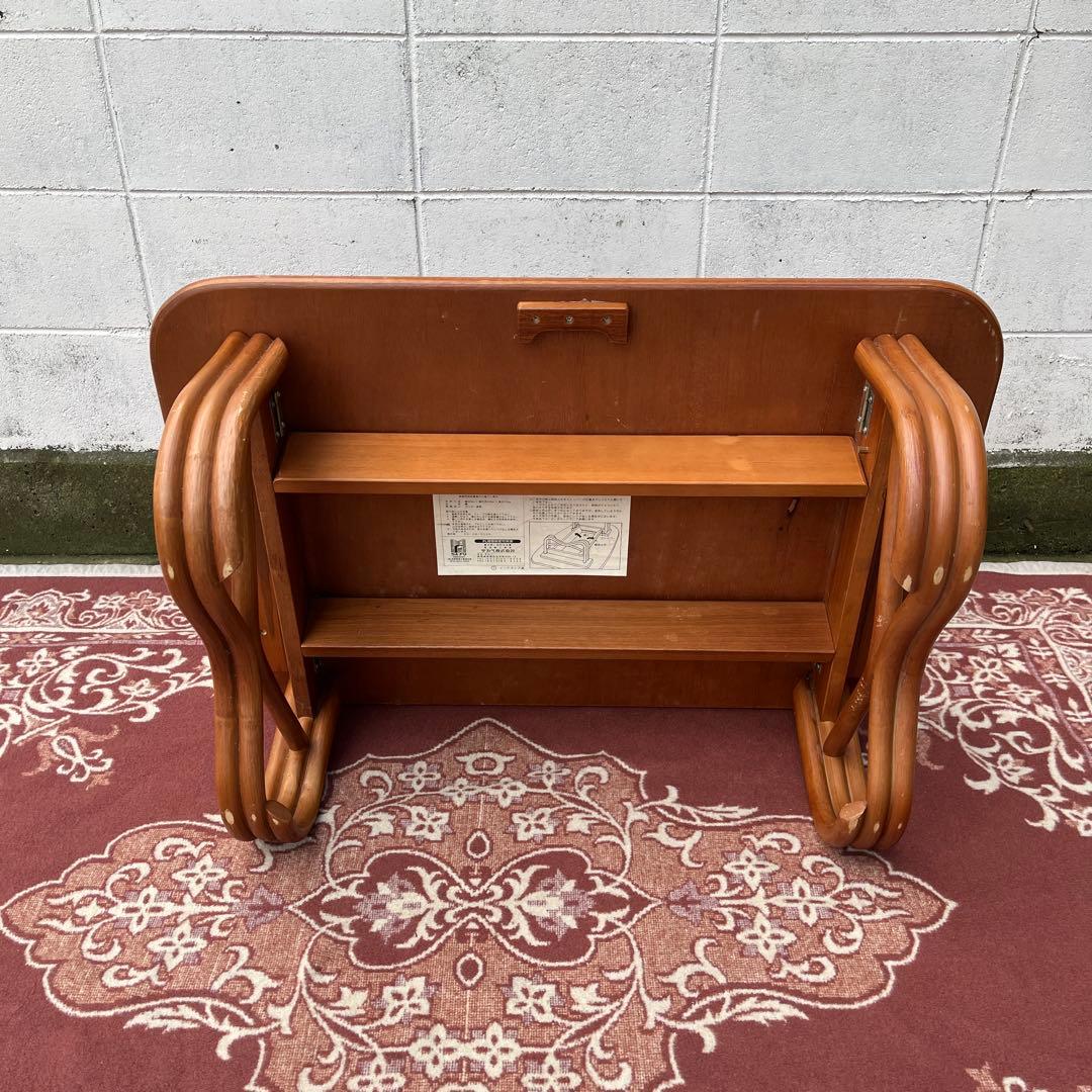 古家具ビンテージ品◾️サカベ 籐ラタン脚×木製天板 ローテーブル センターテーブル