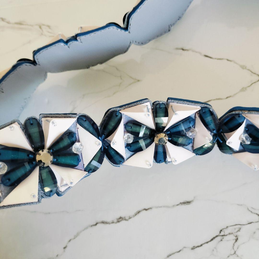 美品☆FENDI フェンディ☆ストラップユー ブルー×ホワイト ラインストーン