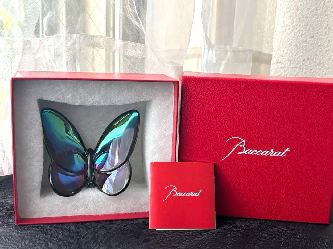 Baccarat バカラ　スカラベブルー蝶の置物