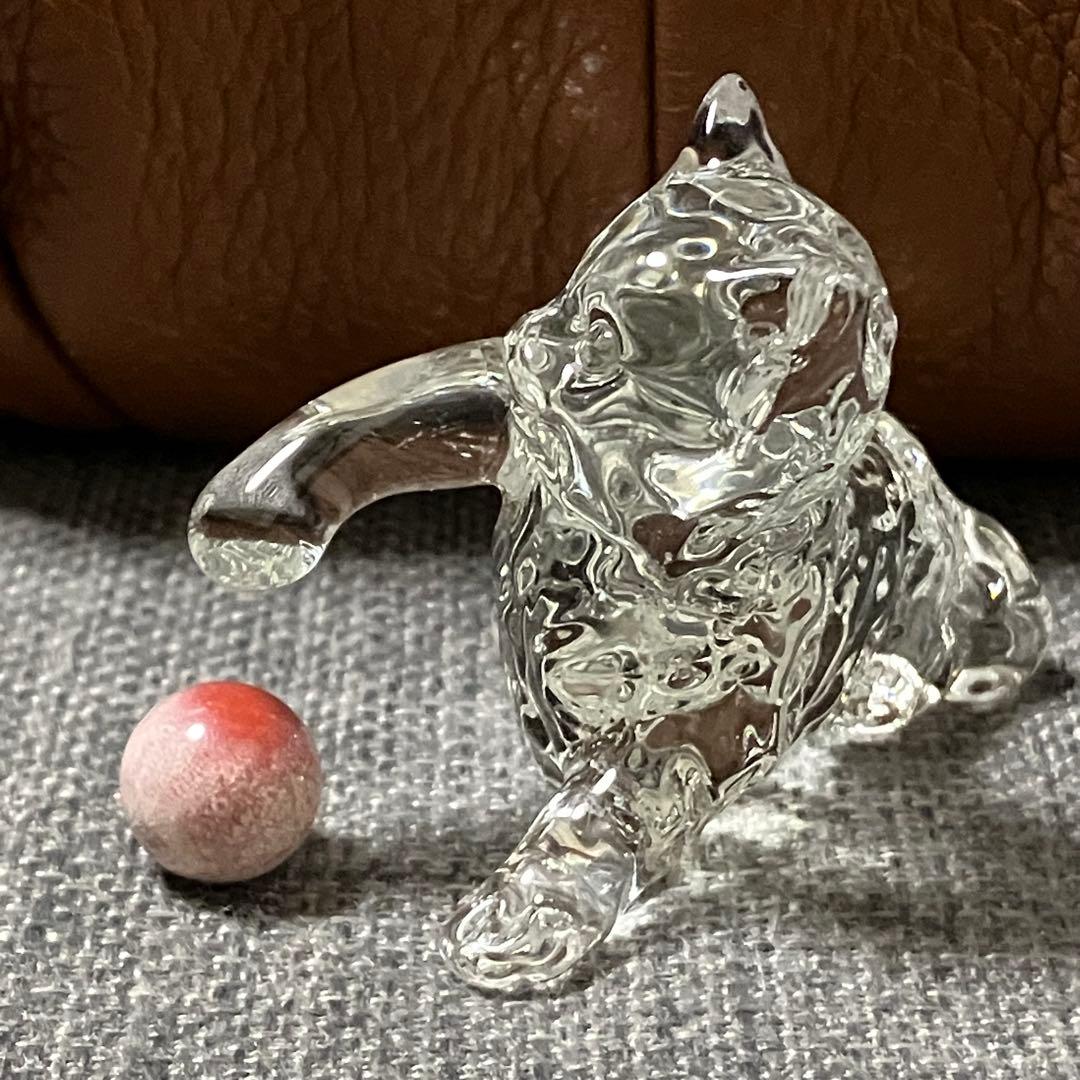 美品 可愛い 猫 キャット ガラス製 置物