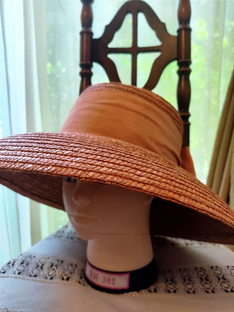 麦わら帽子　オーダー　レア　アンティーク　リボン　バケットハット　ヴィンテージ